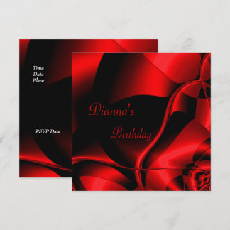 Elegant Birthday Red Black Abstrakt Einladung