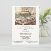 Elegant Birthday Tea Party Invitation Einladung (Stehend Vorderseite)