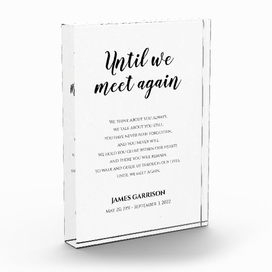 Elegant bis wir wieder Gedenkgedicht treffen Fotoblock (Links)