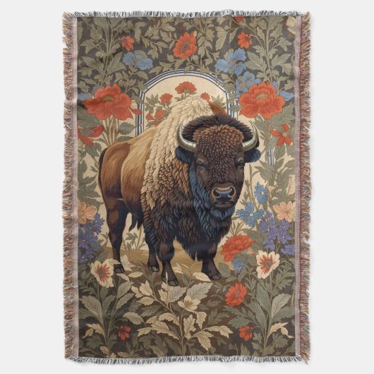 Elegant Bison William Morris Inspiriert Decke (Vorderseite Vertikal)