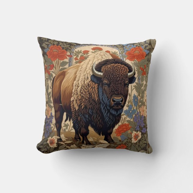 Elegant Bison William Morris Inspiriert Kissen (Vorderseite)