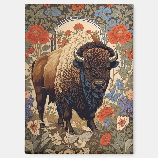 Elegant Bison William Morris Inspiriert Magnet (Vorderseite)