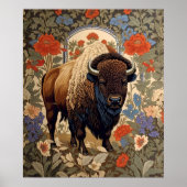Elegant Bison William Morris Inspiriert Poster (Vorne)