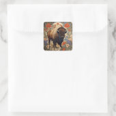Elegant Bison William Morris Inspiriert Quadratischer Aufkleber (Tasche)