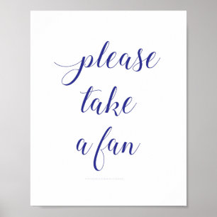 Elegant Bitte nehmen Sie einen Fächer Navy Blau Ho Poster