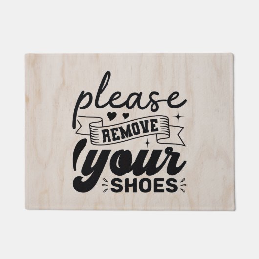 Elegant Bitte Schuhe Entfernen Holzstruktur Fußmatte (Vorderseite)