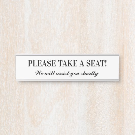 Elegant "BITTE SITZEN!" Türschild (Vorderseite )