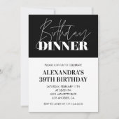Elegant Black 39. Geburtstag Einladungen Abendesse (Vorderseite)