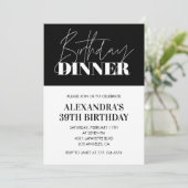 Elegant Black 39. Geburtstag Einladungen Abendesse (Stehend Vorderseite)