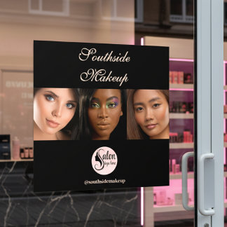 Elegant Black 3 Foto Quadratisches Make-up-Geschäf Fensteraufkleber