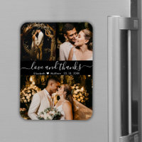 Elegant Black 3 Foto Wedding Danke Magnet