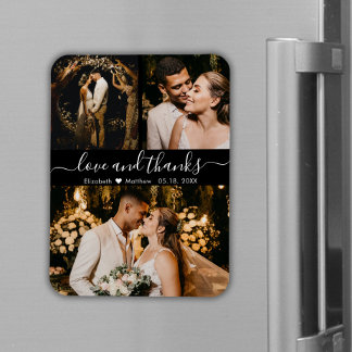 Elegant Black 3 Foto Wedding Danke Magnet