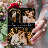 Elegant Black 3 Foto Wedding Danke Magnet