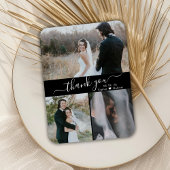Elegant Black 3 Foto Wedding Danke Magnet
