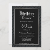 Elegant Black 50. Geburtstag Abendessen Einladung (Vorderseite)