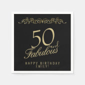 Elegant Black 50 und fabelhaft 50. Geburtstag Serviette (Vorderseite)