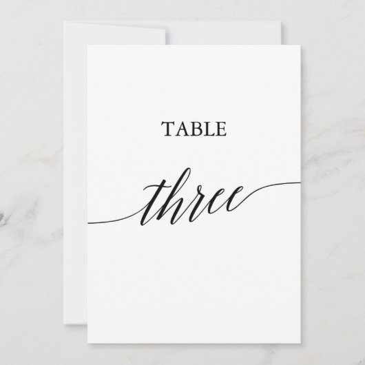 Elegant Black 5x7 Printable Table Number Three Einladung (Vorderseite)