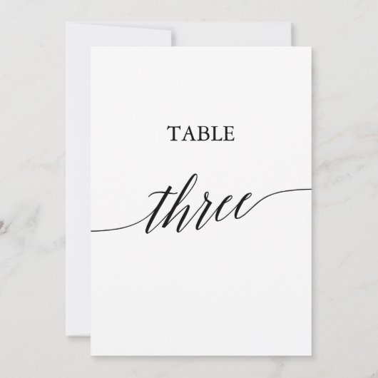 Elegant Black 5x7 Printable Table Number Three Einladung (Rückseite)