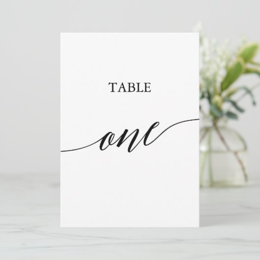 Elegant Black 5x7 Printable Table One Table Number Einladung (Stehend Vorderseite)