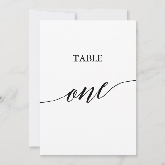 Elegant Black 5x7 Printable Table One Table Number Einladung (Rückseite)