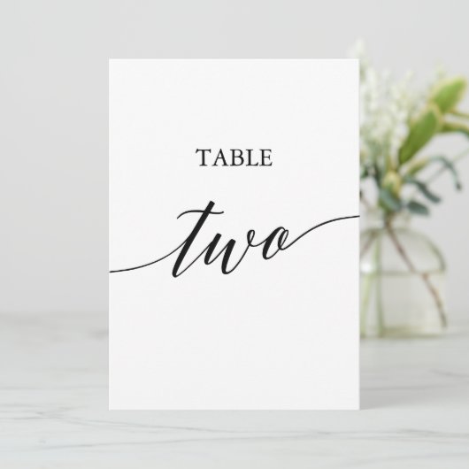 Elegant Black 5x7 Printable Table Two Table Number Einladung (Stehend Vorderseite)