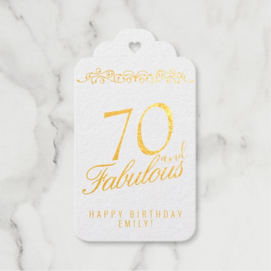 Elegant Black 70 und fabelhaft 70. Geburtstag Geschenkanhänger (Vorderseite)