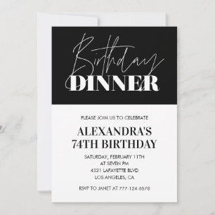 Elegant Black 74. Geburtstag Einladungen Abendesse