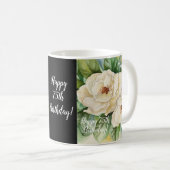 Elegant Black 75. Geburtstag Magnolia Blumenname Kaffeetasse (VorderseiteRechts)