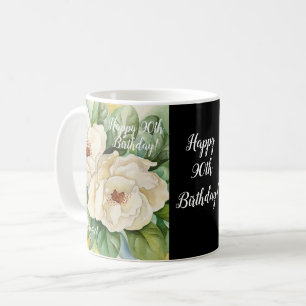 Elegant Black 90. Geburtstag Magnolia Blumenname Kaffeetasse