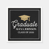 Elegant Black Abschlussklasse 2026 Abitur Serviette (Vorderseite)