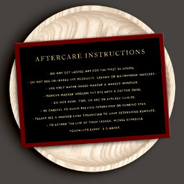 Elegant Black AfterCare für Lash Extensions Salon Visitenkarte