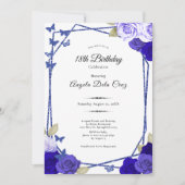 Elegant Black and Blue Roses 18th Birthday Debut  Einladung (Vorderseite)