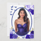 Elegant Black and Blue Roses 18th Birthday Debut  Einladung (Rückseite)