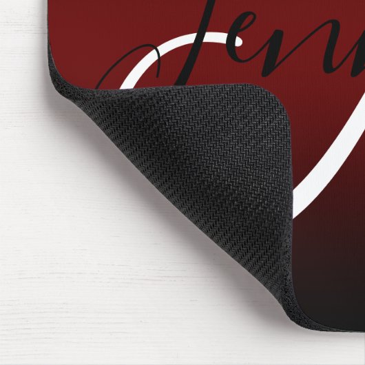 Elegant Black and Burgundy Ombre Monogram Mousepad (Ecke)