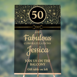 Elegant Black and Flat Gold ANY AGE Birthday Party Acrylschild