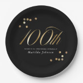 Elegant Black and Gold 100th Birthday Party Pappteller (Vorderseite)