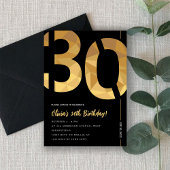 Elegant black and gold 30th Birthday Party Einladung