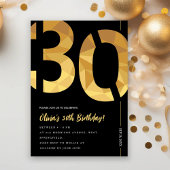 Elegant black and gold 30th Birthday Party Einladung