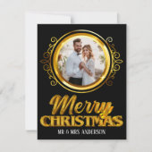 Elegant Black and Gold 3d Frohe Weihnachten Mr. &  (Vorderseite)