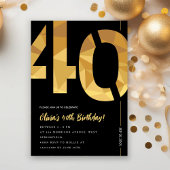 Elegant black and gold 40th Birthday Party Einladung