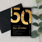 Elegant black and gold 50th Birthday Party Einladung