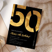 Elegant black and gold 50th Birthday Party Einladung
