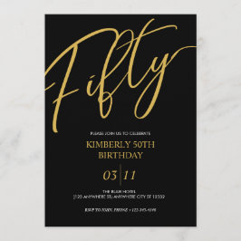 Elegant Black and Gold 50th Birthday Party Einladung