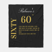 Elegant Black and Gold 60. Geburtstag wünscht Fleecedecke (Vorderseite)