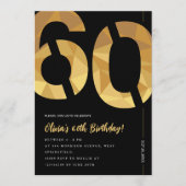 Elegant black and gold 60th Birthday Party Einladung (Vorderseite)
