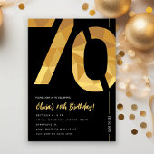 Elegant black and gold 70th Birthday Party Einladung