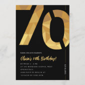 Elegant black and gold 70th Birthday Party Einladung (Vorderseite)