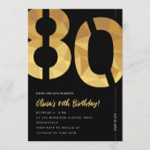 Elegant black and gold 80th Birthday Party Einladung (Vorderseite)