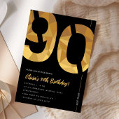 Elegant black and gold 90th Birthday Party Einladung