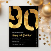 Elegant black and gold 90th Birthday Party Einladung